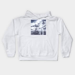 sail boat oil painting art print Kids Hoodie